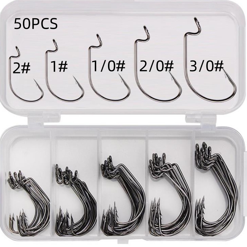 Fishing Equipment Storage - 50 stuks/doos Hoogwaardig koolstofstaal vishaken Offset