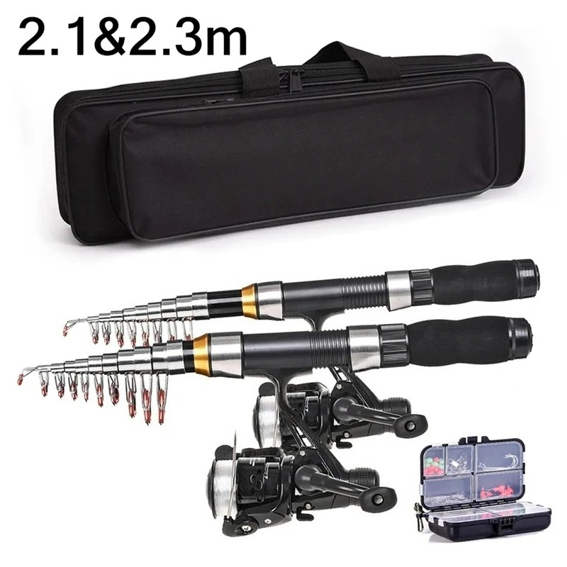 Fishing Equipment Clearance - BRAVMAK 2.1/2.3 mTelescopische Hengel Reel Combo